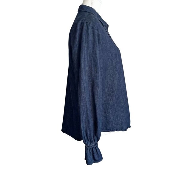 MOS MOSH DENIM DARK WASH BELL SLEEVE BUTTON DOWN SHIRT - Picture 2 of 10